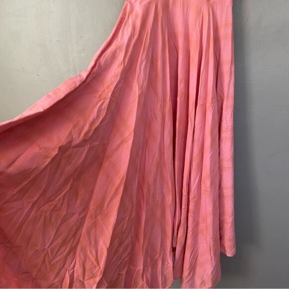 LOVESHACKFANCY Puff Sleeve Maxi Dress feminine  Preppy Pink Plaid Layered XS 0 - Picture 9 of 10